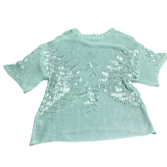 HYFVE Buckle Sweater Top Women’s Large Mint Green Loose Fit Boho Knit - Picture 7 of 7